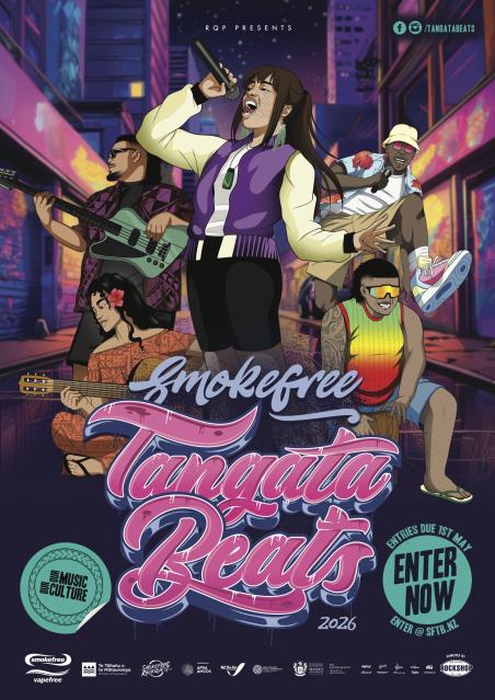Poster advertising Smokefree Tangata Beats 2026