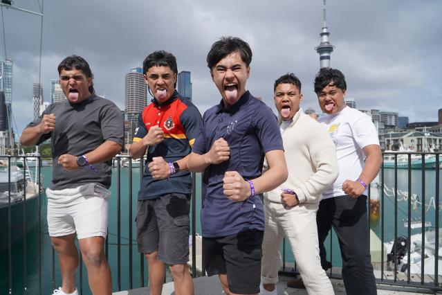 Band members from Smokefree Tangata Beats 2025 winners, Kotahi Te Rā..